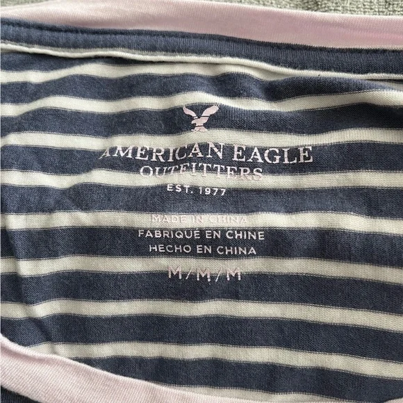 American Eagle Striped T-Shirt Size Medium - Picture 5 of 6